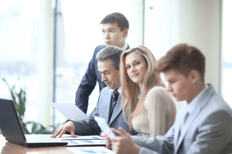 Close up.young business woman and the business teams in the workplace in the office