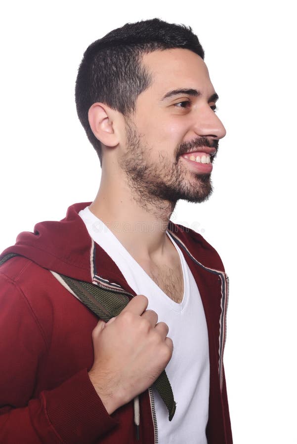 Close Up of Young Latin Man with Backpack. Stock Photo Image of person, pose 73196262