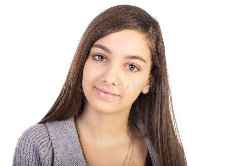 Close-upportret van een mooie tiener met lang haar stock afbeelding Close-upportret van een mooie tiener met lang haar stock afbeelding