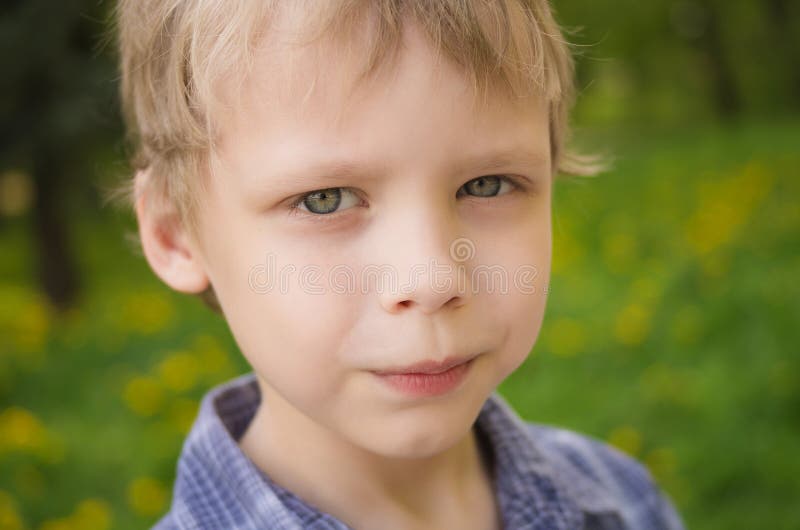 Close-upportret van weinig leuke grappige jongen royalty-vrije stock foto Close-upportret van weinig leuke grappige jongen royalty-vrije stock foto