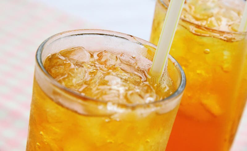 Close view of chilled iced lemon tea stock photos
