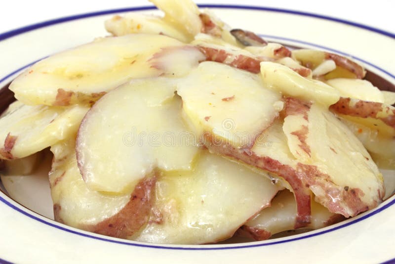 Close view of German potato salad on small plate stock photo
