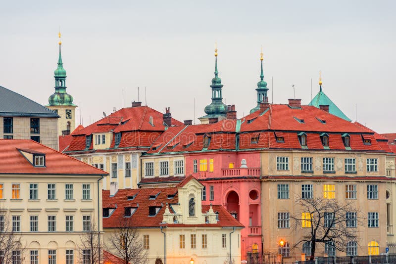 Close view on historical centre of Prague