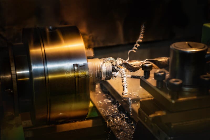 Metal lathe at work stock image. Image of technology 128297345