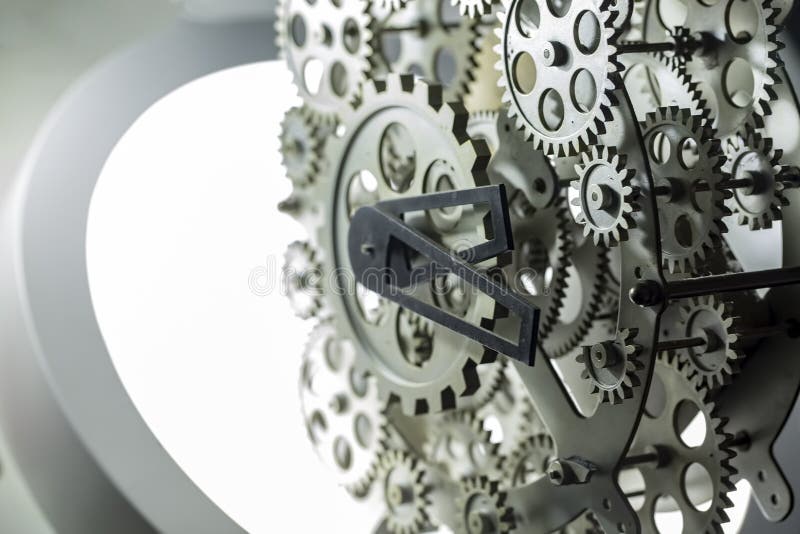 Close view of old clock mechanism with gears and cogs. Conceptual photo for your successful business design. stock illustration Close view of old clock mechanism with gears and cogs. Conceptual photo for your successful business design. stock illustration