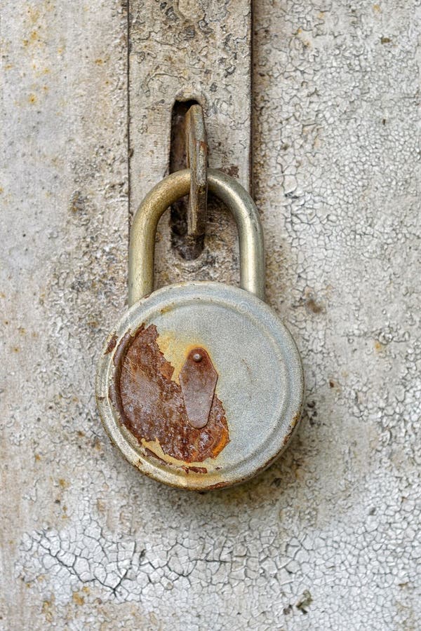 Close View of Old Rusty Padlock stock photo