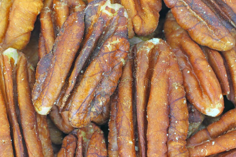 Top View of a Bag of Pecans on a White Wooden Table Stock Photo Image