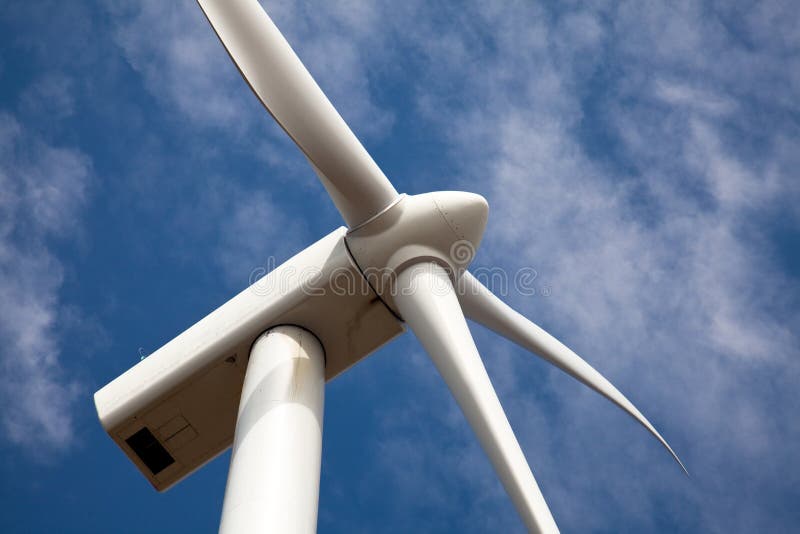 Close view of wind turbine nacelle