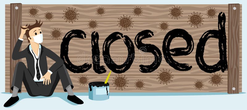 Businessman and the inscription closed. royalty free illustration