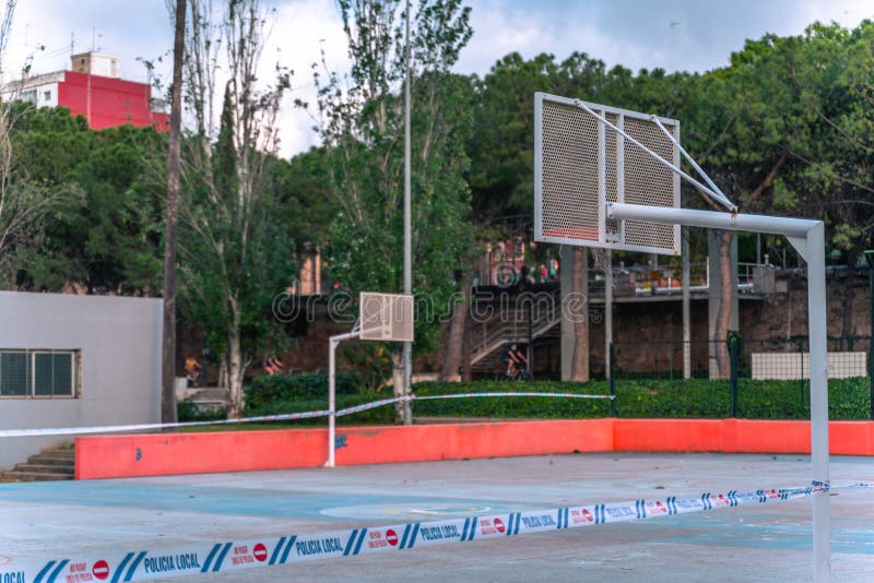 panorama basketball courts park near multi Royalty Free image