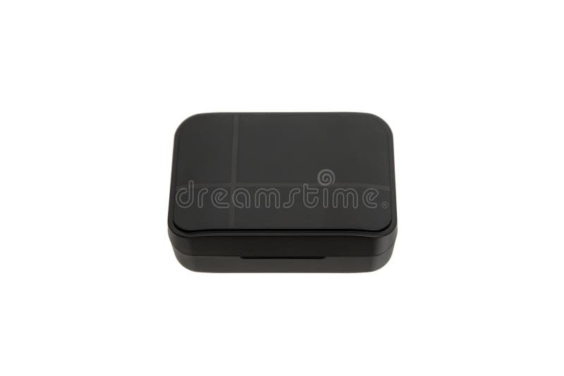 A closed black rectangular plastic box with rounded corners, isolated on a white back royalty free stock photography