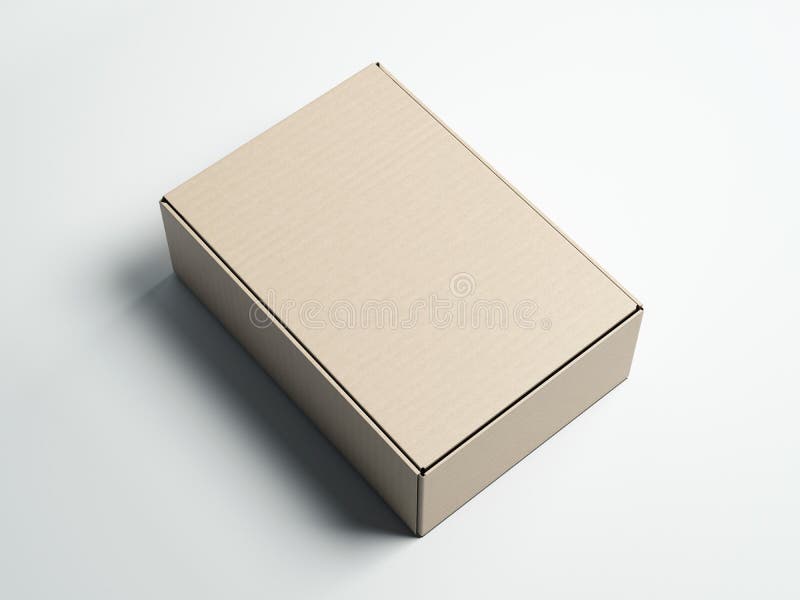 Closed cardboard box on. 3d rendering stock illustration