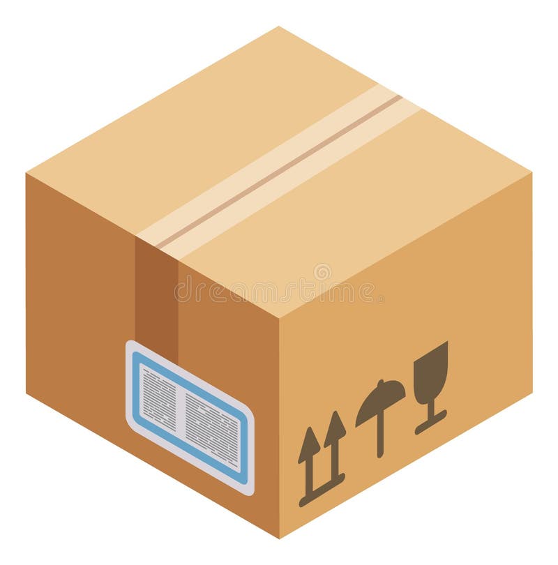 Closed carton box icon. Sealed cardboard package stock illustration