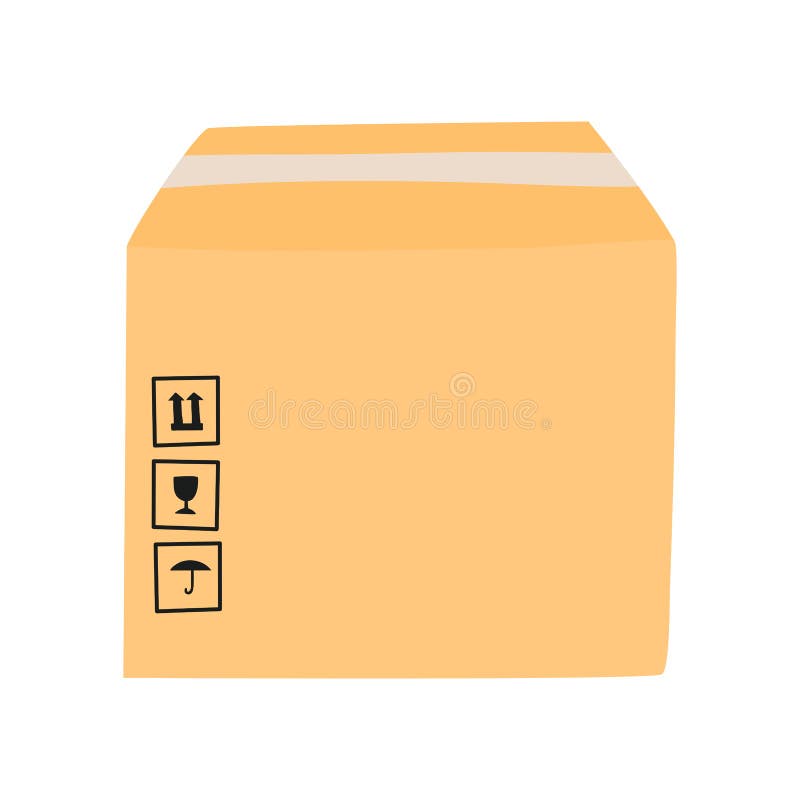 Closed carton package delivery box with fragile sign hand drawn vector illustration vector illustration