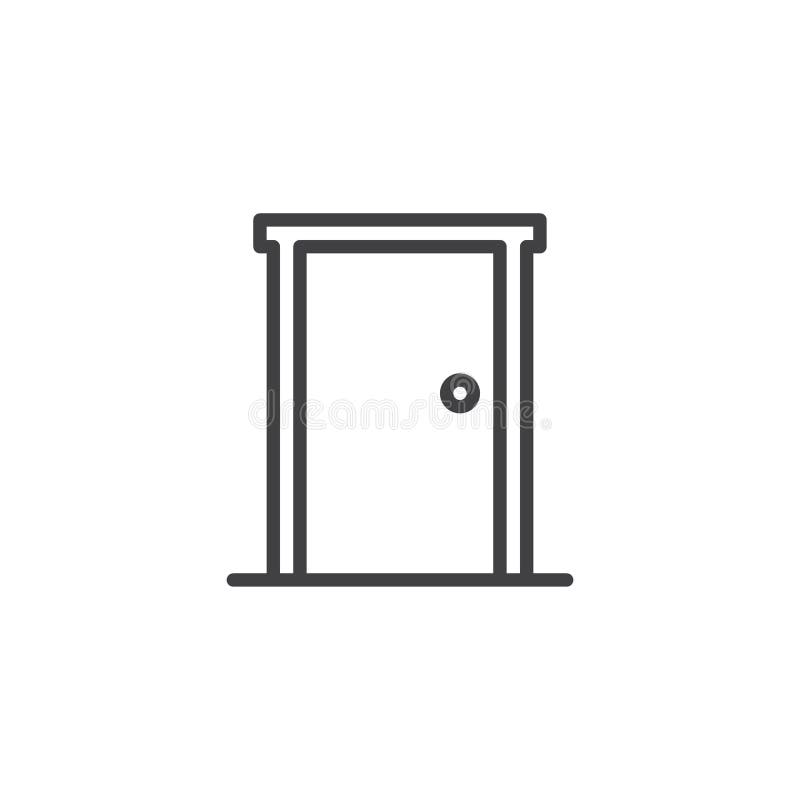 Closed Door Entrance Outline Icon Stock Vector