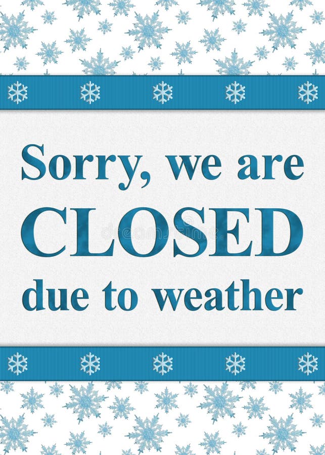 closed-due-to-weather-sign-with-snowflakes-stock-illustration