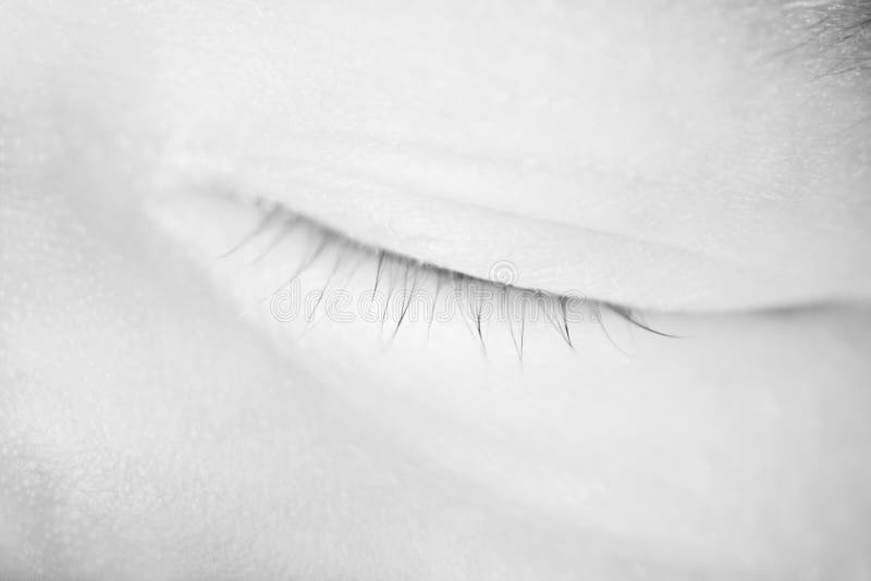 Closed Eye of Sleeping Newborn Baby Stock Photo Image of closed