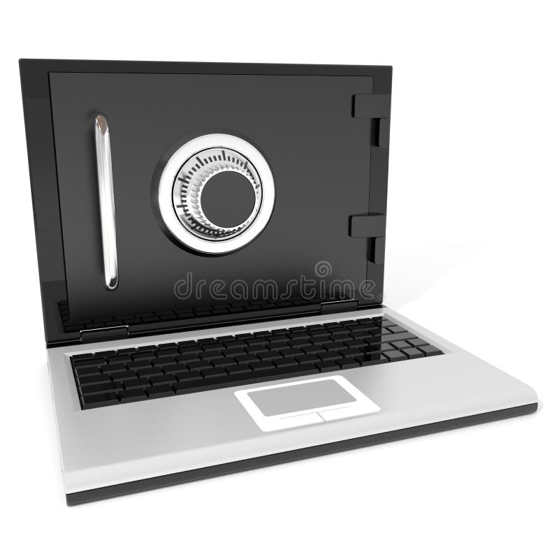 Closed laptop safe. vector illustration