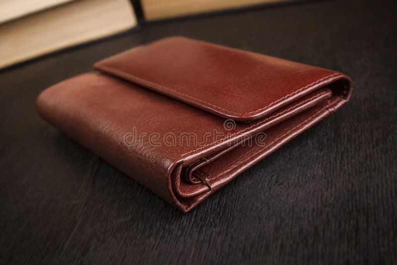 Closed Leather Men`s Wallet Stock Image - Image of mens, material ...