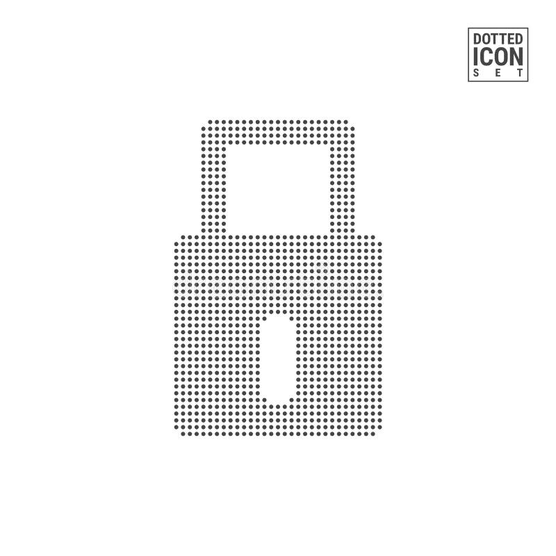 Closed Lock Dot Pattern Icon. Padlock Dotted Icon Isolated on White Background. Vector Icon of Closed Lock royalty free illustration Closed Lock Dot Pattern Icon. Padlock Dotted Icon Isolated on White Background. Vector Icon of Closed Lock royalty free illustration