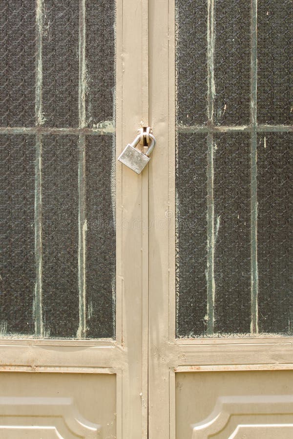Closed metal lock door security protection stock photos