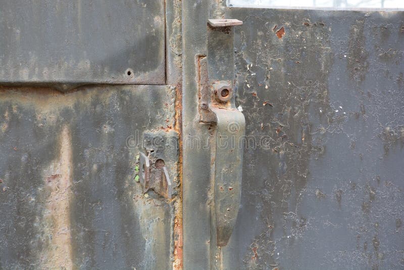 Closed Metal Rusty Black Painted Gate Doors without Lock Background