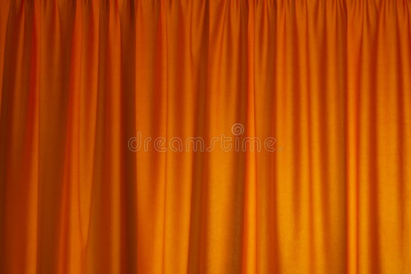 Closed Orange Drapes with Satin Velvet Light Effect Stock Image Image