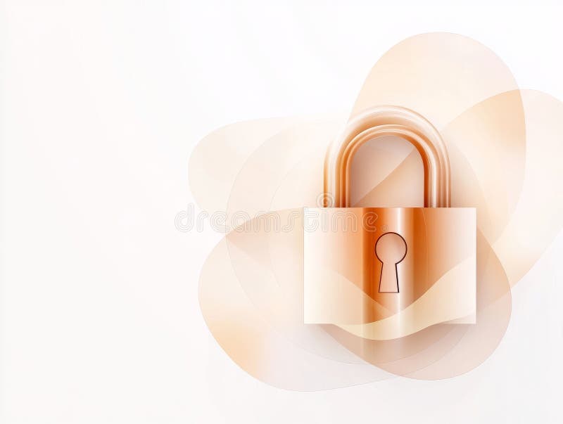Closed padlock securing data flow, symbolizing cybersecurity and protection in digital environment royalty free illustration