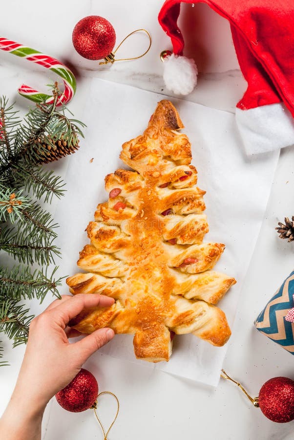 Closed Pizza for Christmas Party Stock Photo - Image of children, hand