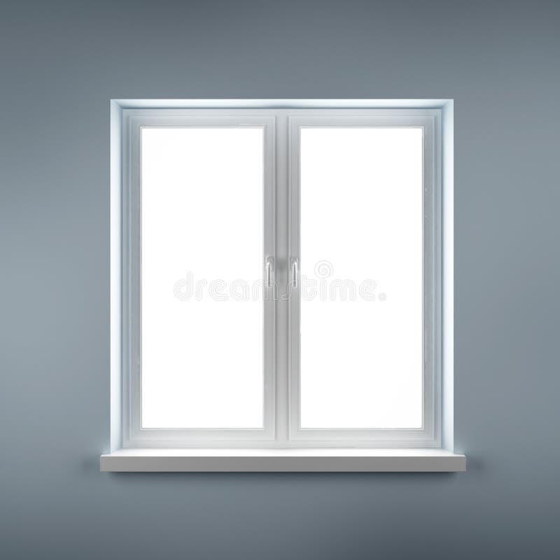 Closed plastic window on blue wall royalty free stock photos