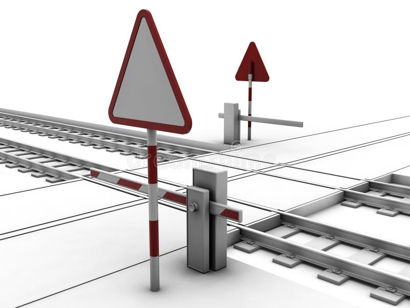 Closed railway crossroad vector illustration Closed railway crossroad vector illustration