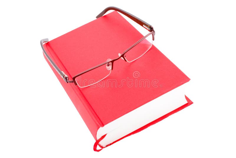 Closed red book isolated on a white background