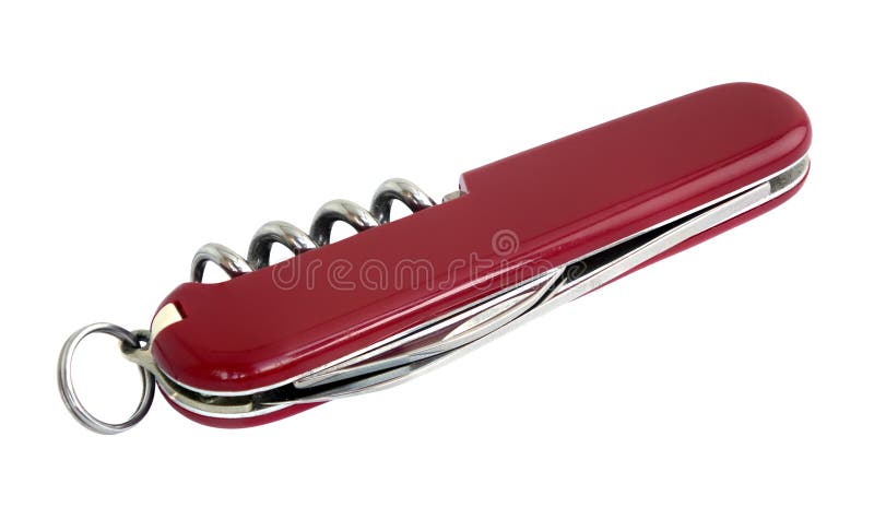 Closed swiss army red knife isolated