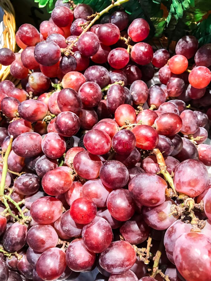 Closed Up Pile of Red Grapes in the Market Stock Photo Image of