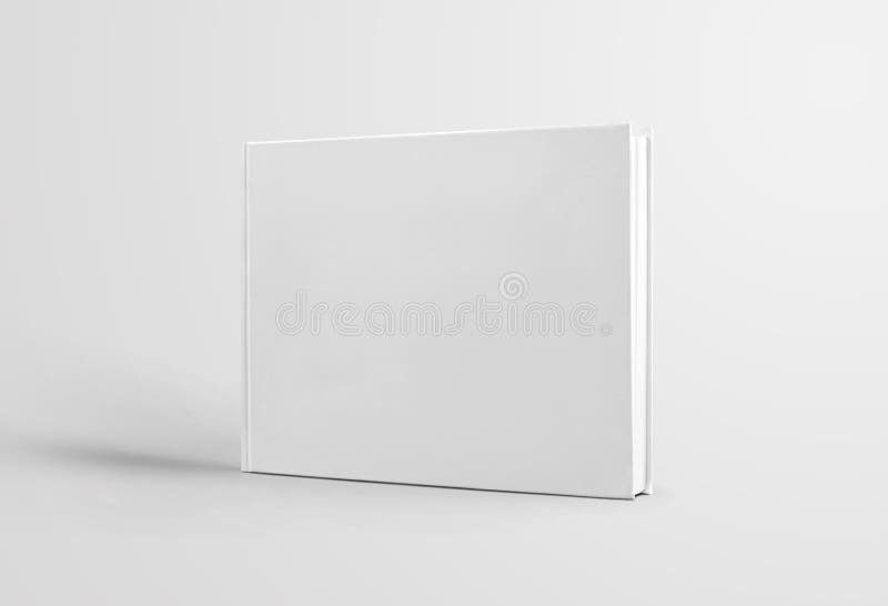 Closed white book template with realistic shadows, standing for presentation of design and advertising, front view