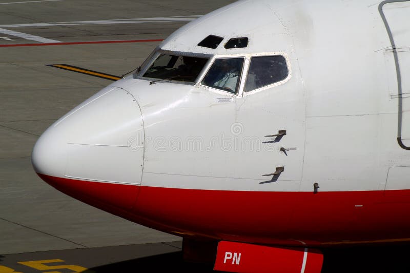 Closeup of airplane stock photo