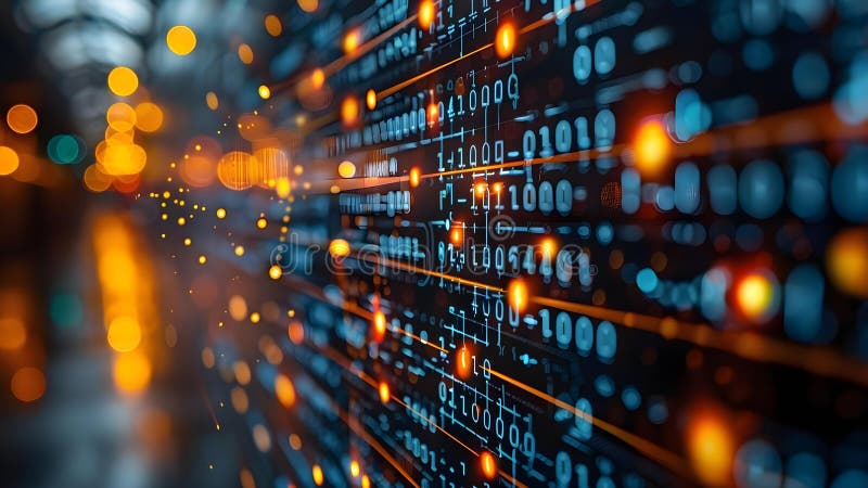 Closeup of algorithm chart showing targeted ads shaping social media users behavior. Concept stock illustration