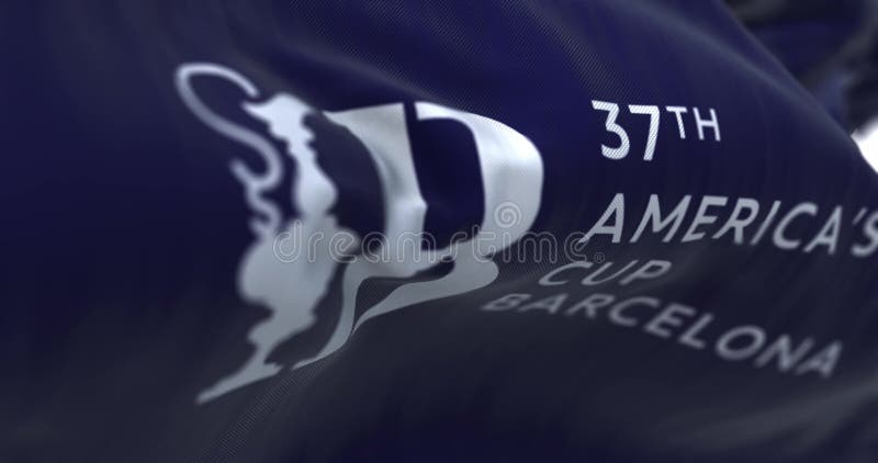 Closeup of americas cup flag agitant dans le vent illustration de vecteur