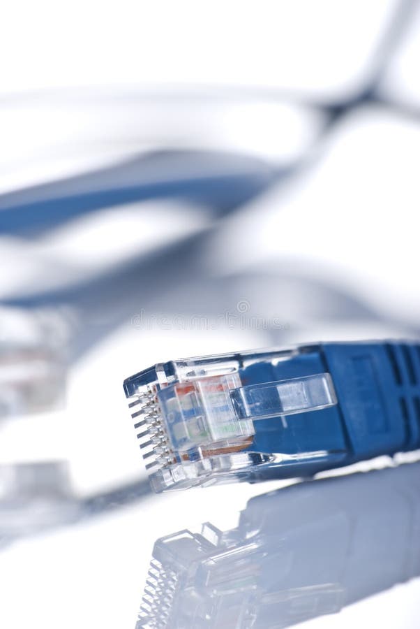 Närbild på en ethernetkabel royaltyfri bild