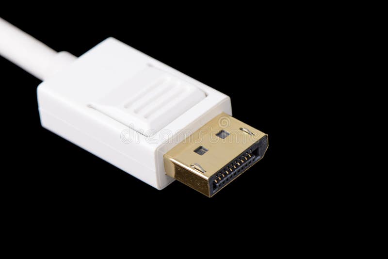 Närbild på en DisplayPort-kabel royaltyfria bilder