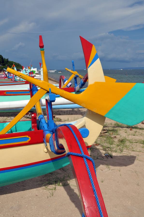 Closeup of Bali Fishing Boats at Sanur, Indonesia.