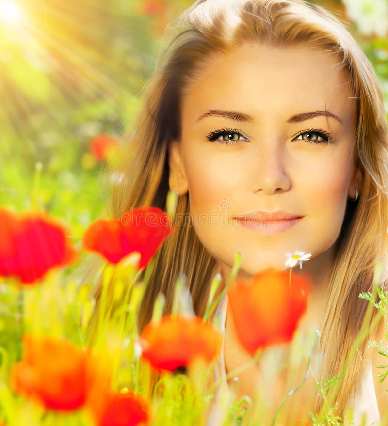 Closeup on beautiful woman face stock photography