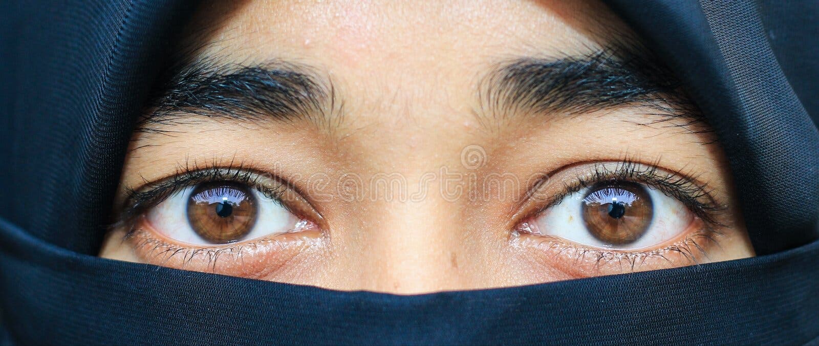 Closeup of Beautiful Woman Face Covered with Hijab. Perfect Shiny ...