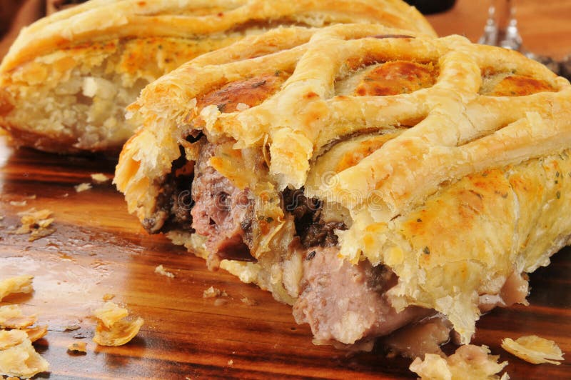 Closeup of Beef Wellington stock photos