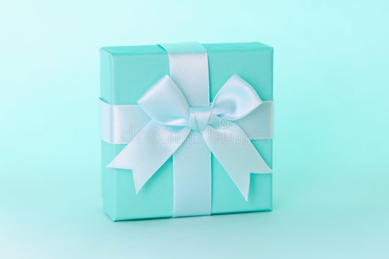 Closeup in Blue Gift Box with Beautiful Ribbon Stock Photo Image of