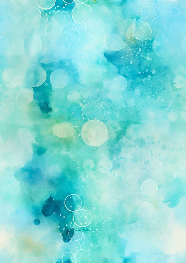 Closeup of blue and green bubbles on a deep, dissolving pastel b