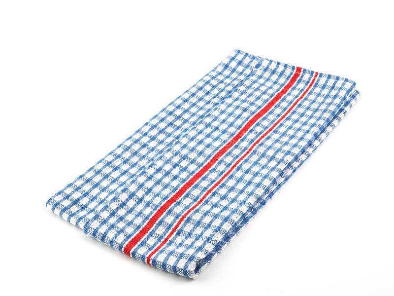 Closeup of Blue and White Checkered Fabric or Napkin Isolated on White