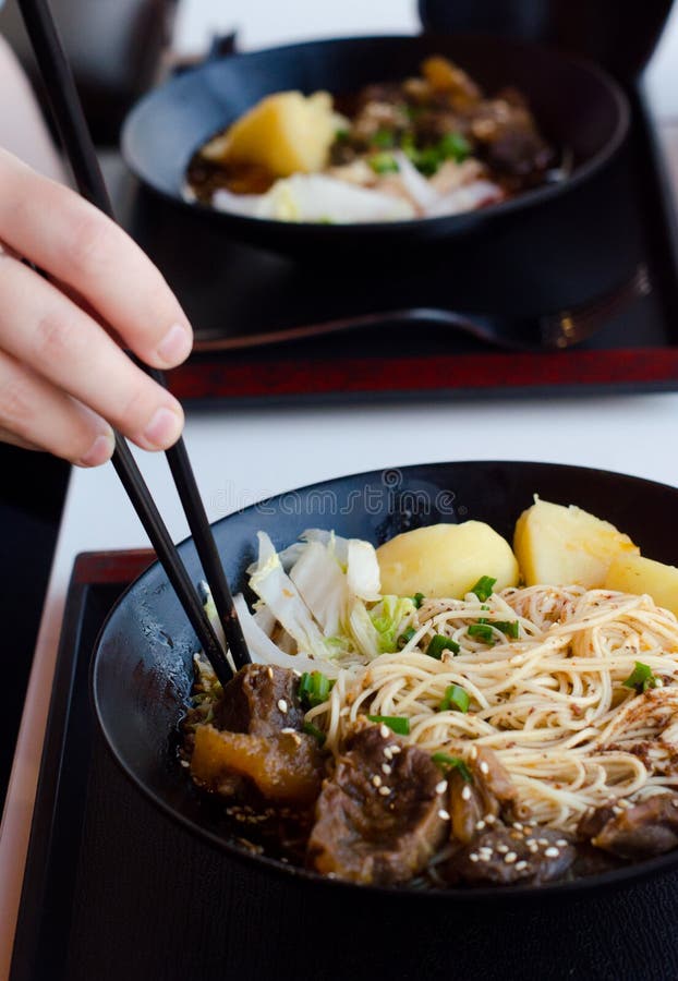 Closeup of a bowl of beef and vegetable stir fry royalty free stock image Closeup of a bowl of beef and vegetable stir fry royalty free stock image
