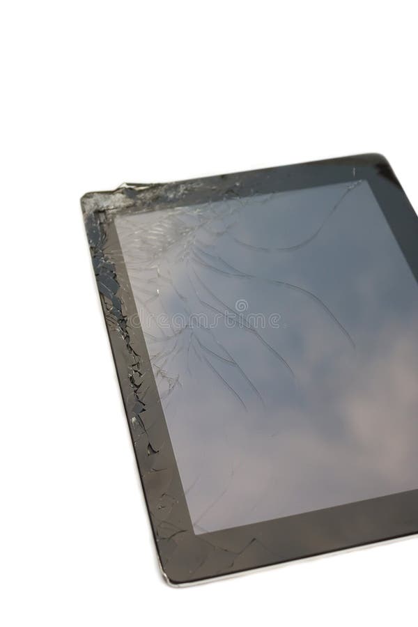 Closeup Broken Touch Screen of Tablet. Stock Photo Image of damaged