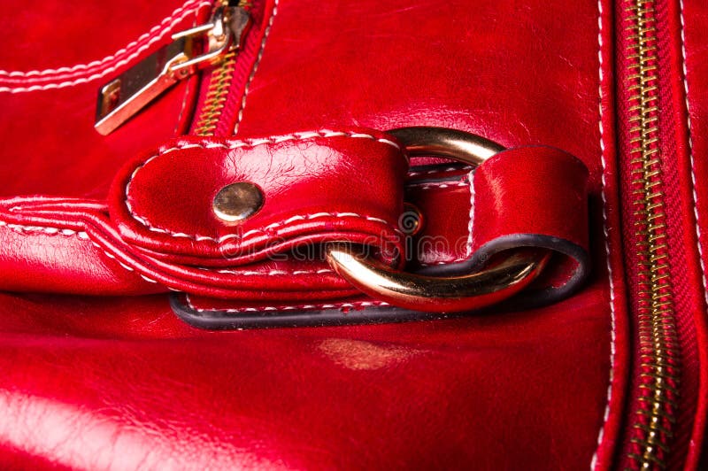 Fittings on the Leather Hand Bag Stock Photo - Image of metal, finish ...